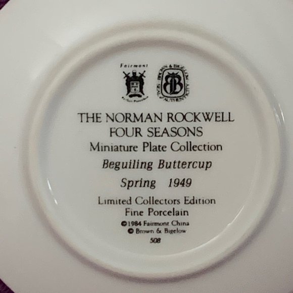 508 Beguiling Buttercup - Norman Rockwell Four Seasons Miniature Plate - Picture 4 of 5